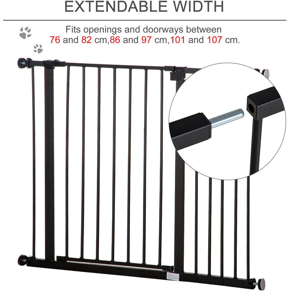 PawHut Black 76cm Pressure Fit Metal Pet Safety Gate Image 6