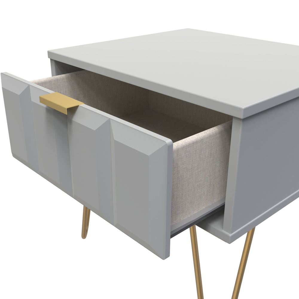 Crowndale Cube Single Drawer Dusk Grey Bedside Table Image 6