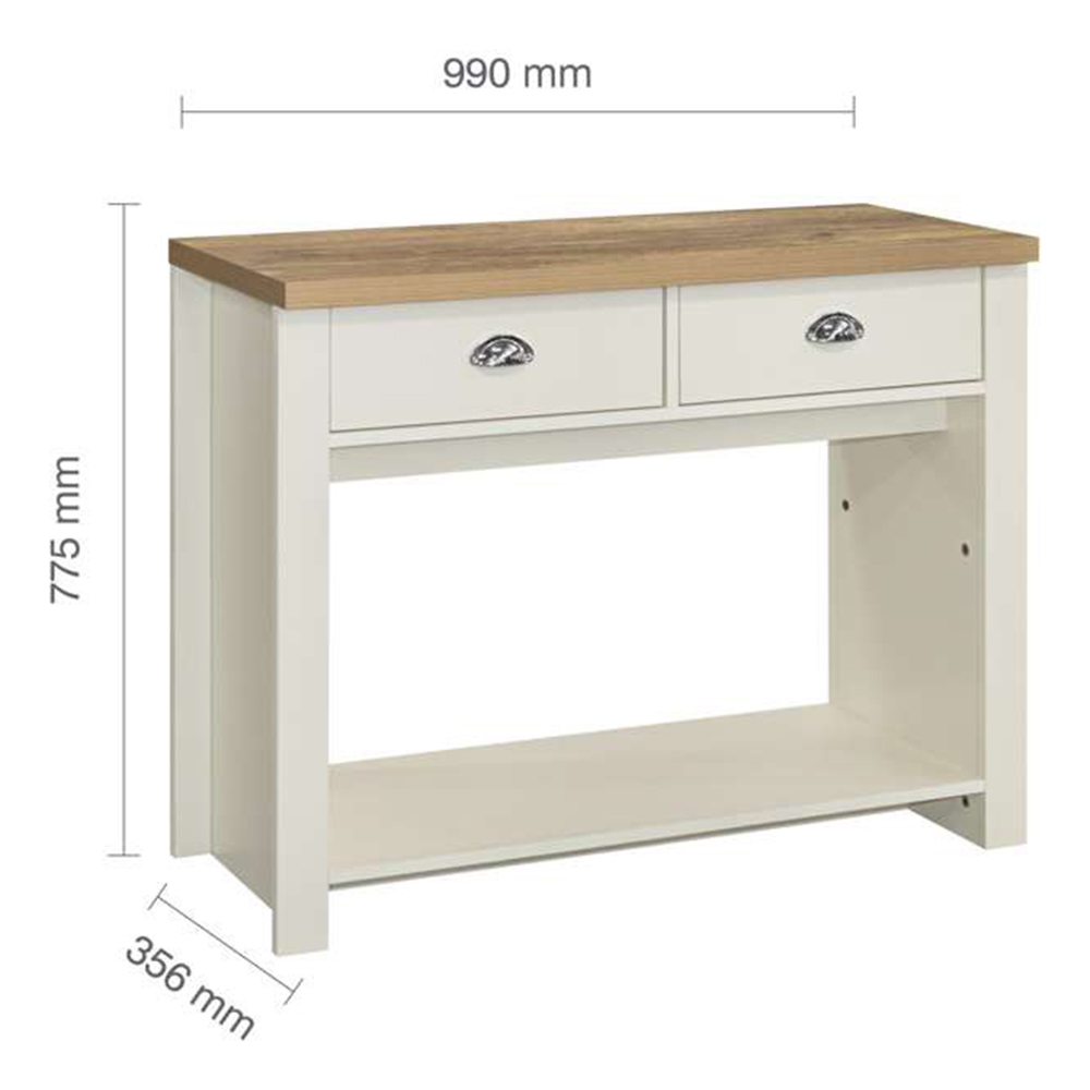 Highgate 2 Drawer Cream and Oak Console Table Image 8