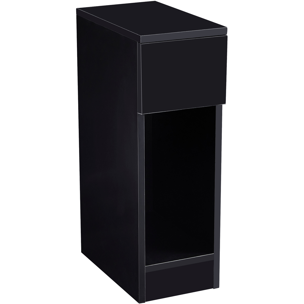 Brooklyn Ava Single Drawer Single Shelf Black Solid Wooden Bedside Table Image 2