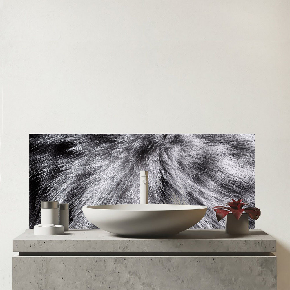 Warren Reed Designer Silver Tabby Cat Print Bathroom Splashback 25 x 60cm Image 1