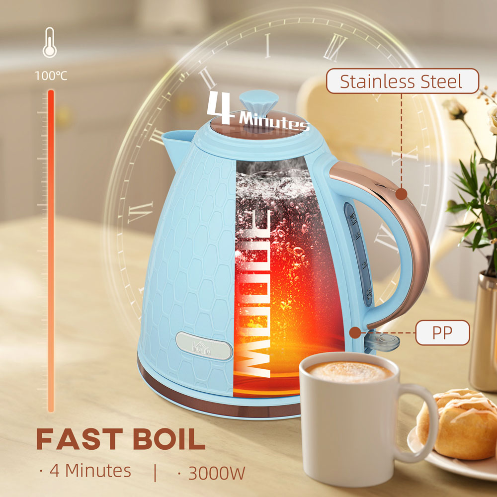 HOMCOM 800-206V70LB Light Blue 1.7L Fast Boil Electric Kettle 3kW Image 4