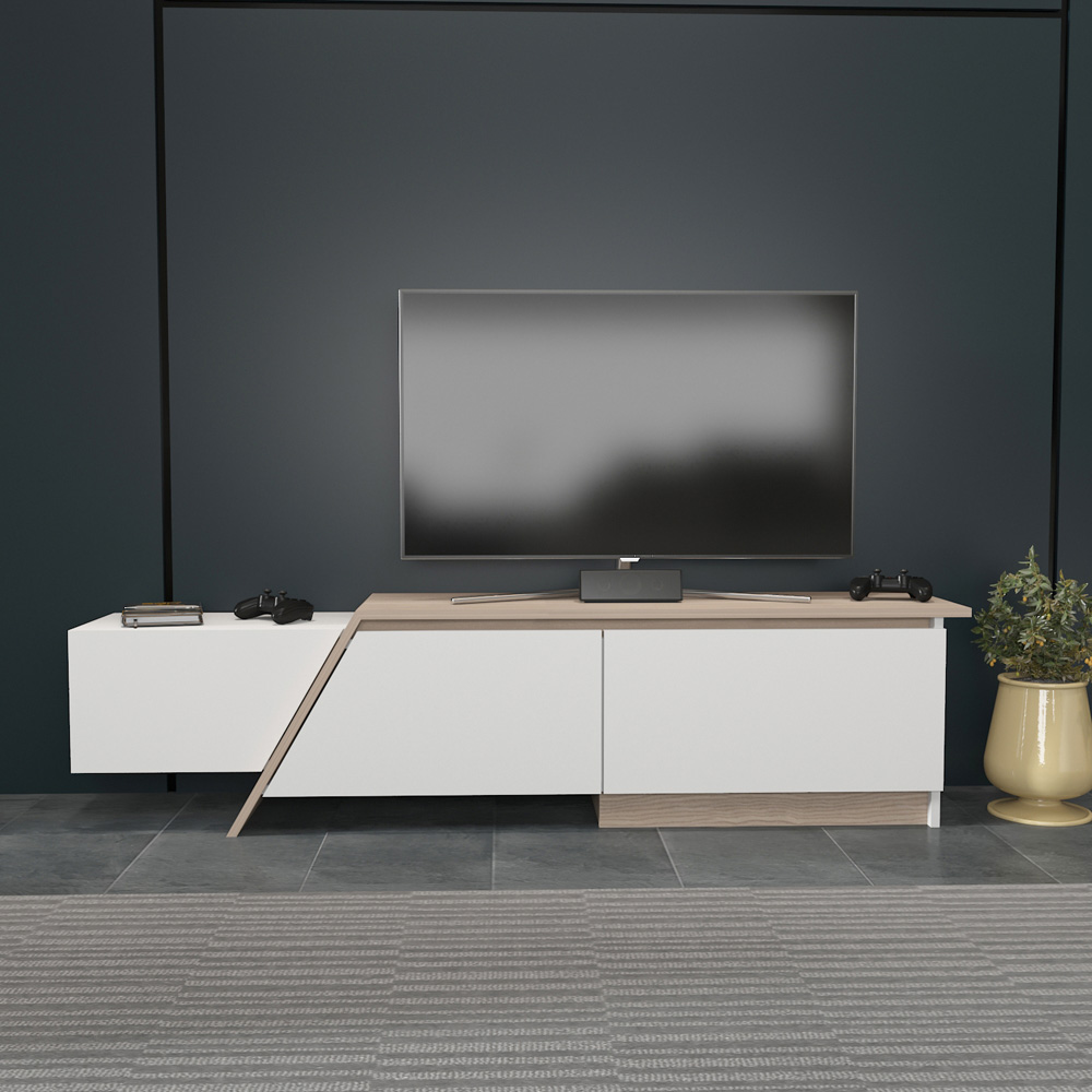 Decorotika Zonas 3 Door White and Cordoba TV Unit Image 5