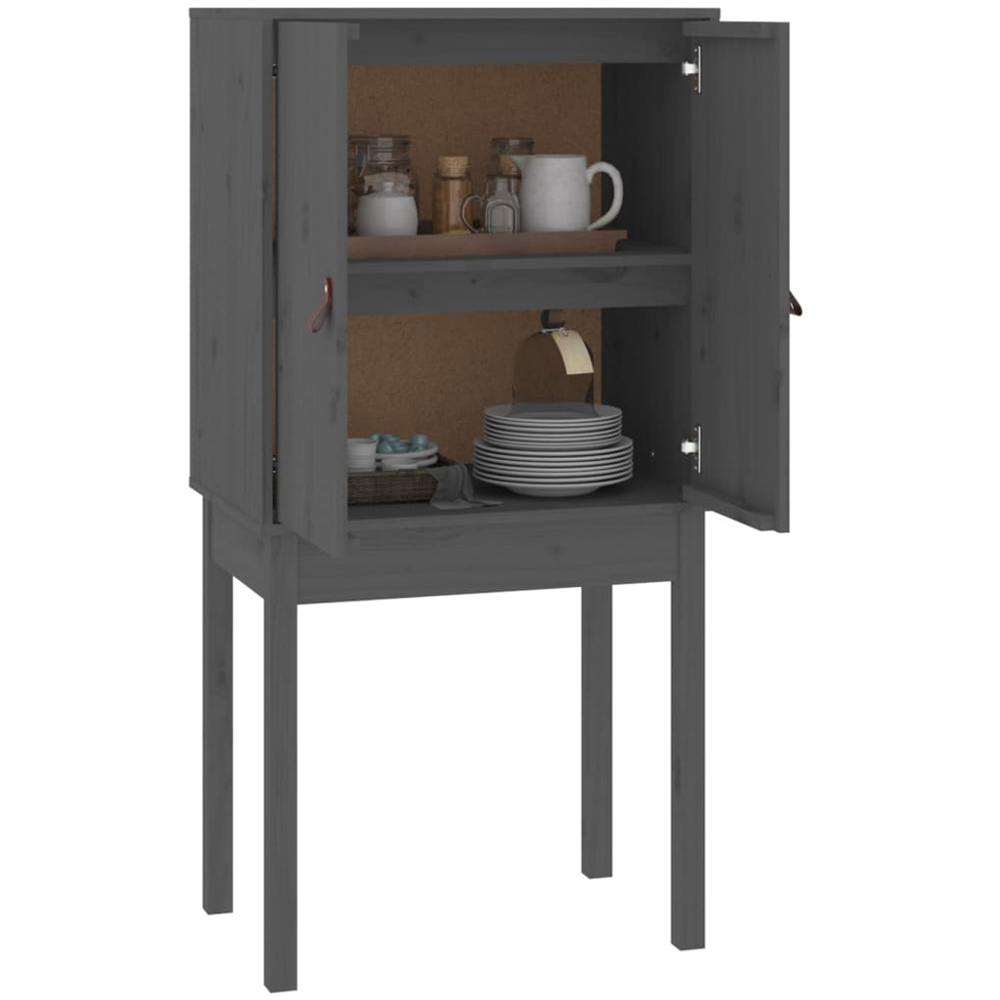 vidaXL 2 Door Grey Solid Pine Wood Highboard Image 4