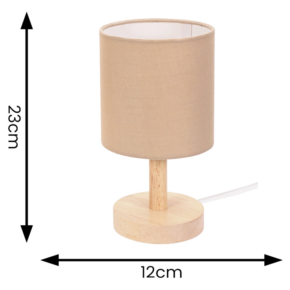 ValueLights Nelly 2 Pack Natural Shade Wooden Base LED Bedside Table Lamp Image 6