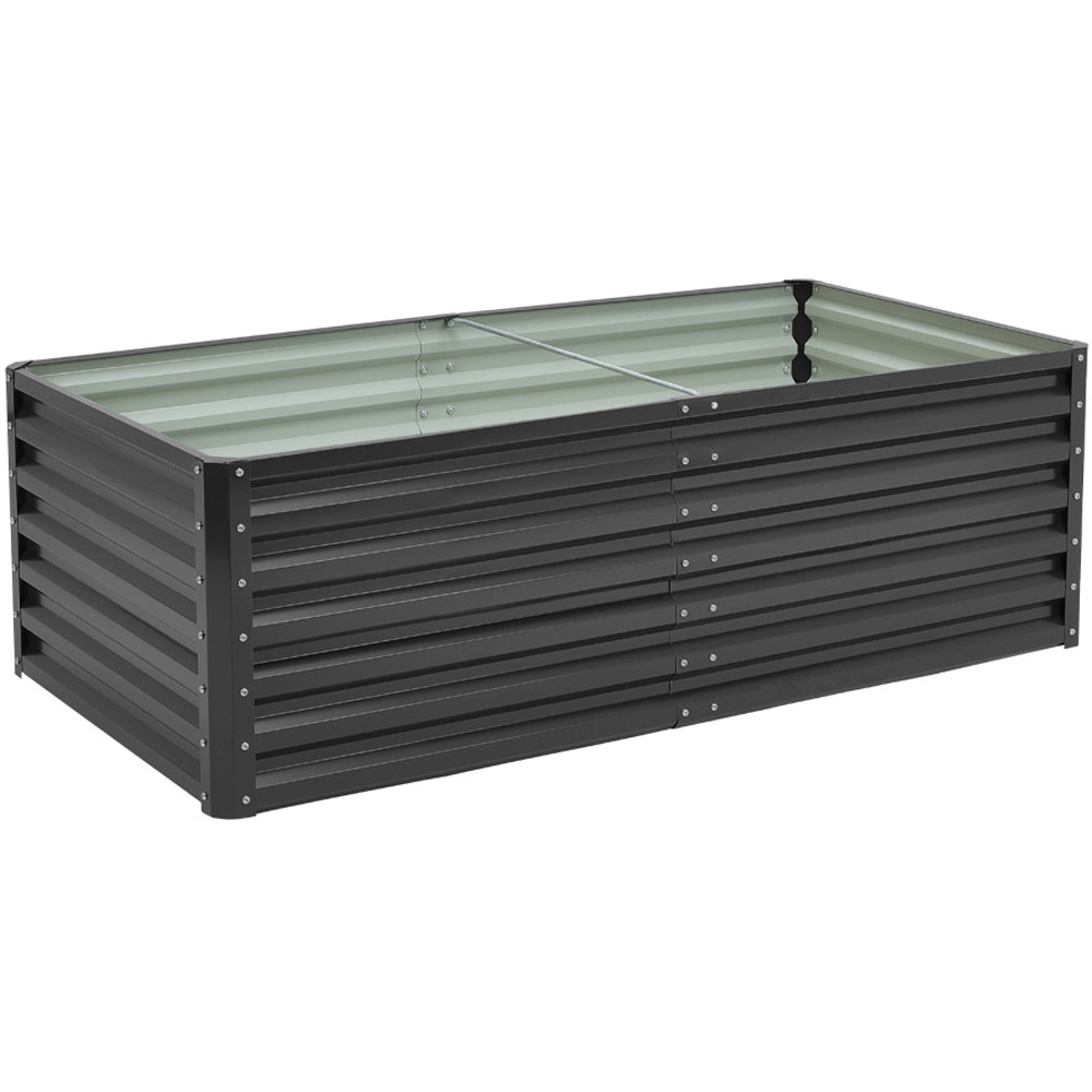 Living and Home Charcoal Black Zinc Steel Deep Rectangular Raised Garden Bed 180 x 57cm Image 1
