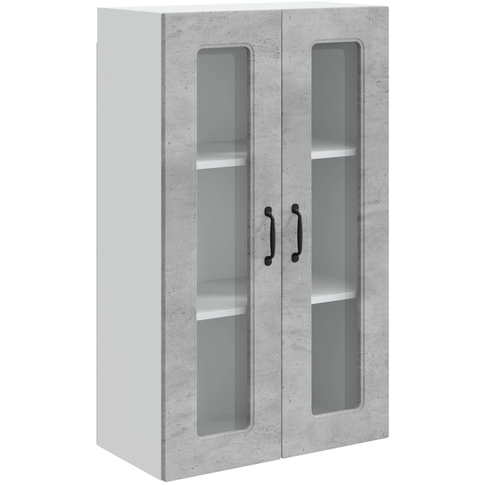 vidaXL 2 Glass Door Concrete Grey Kitchen Wall Cabinet Image 2
