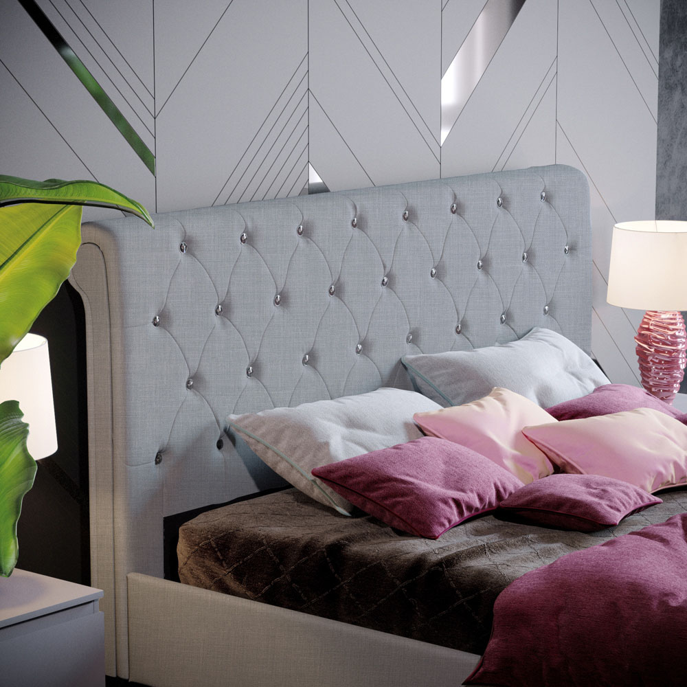 Vida Designs Violetta King Size Light Grey Linen Bed Frame Image 3