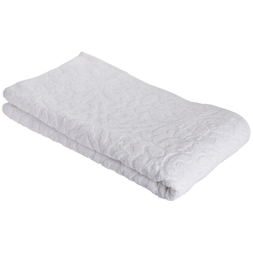 Wilko Supersoft Jacquard White Bath Sheet Towel Image 1