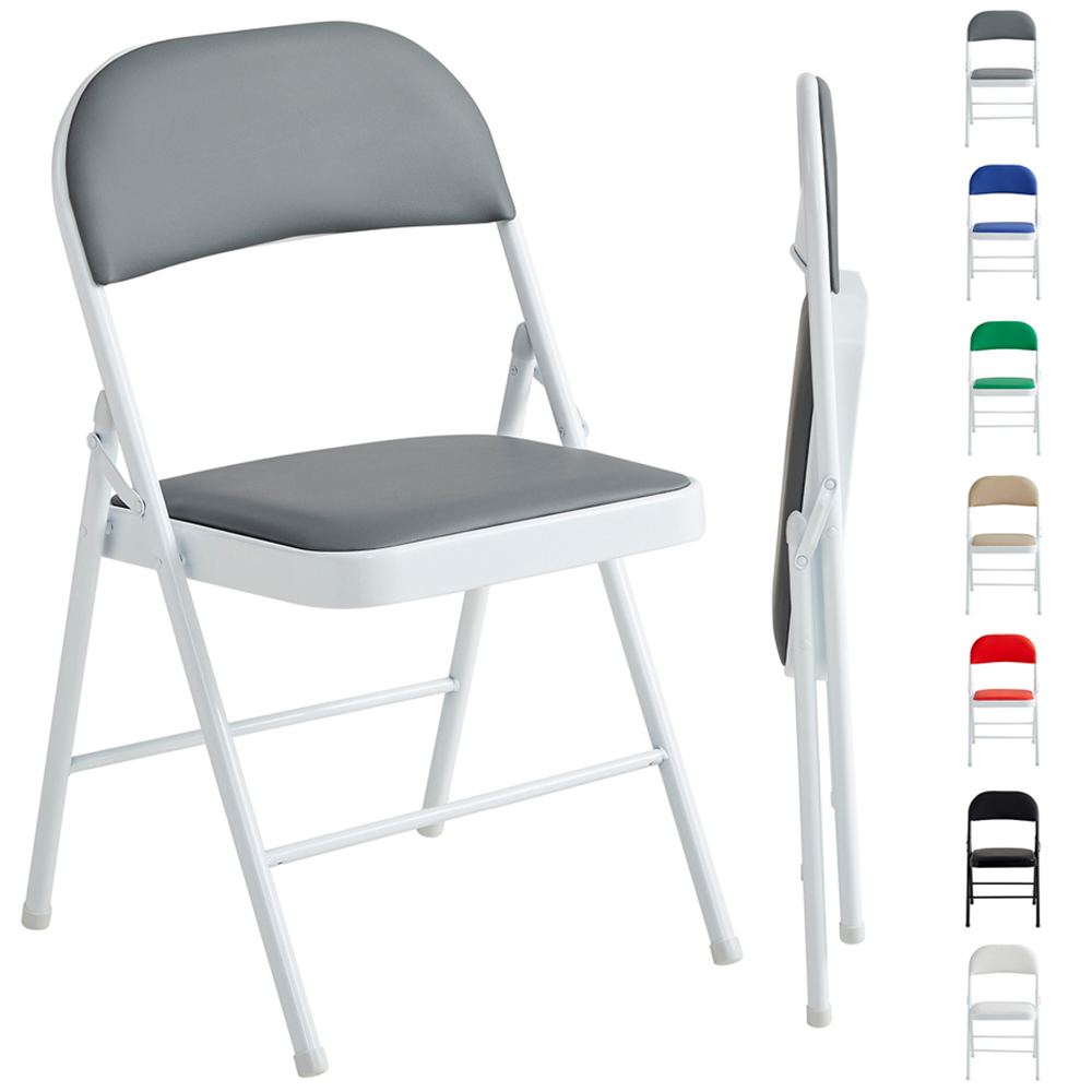 wilko Grey Padded Folding Metal Dining Chairs Image 2