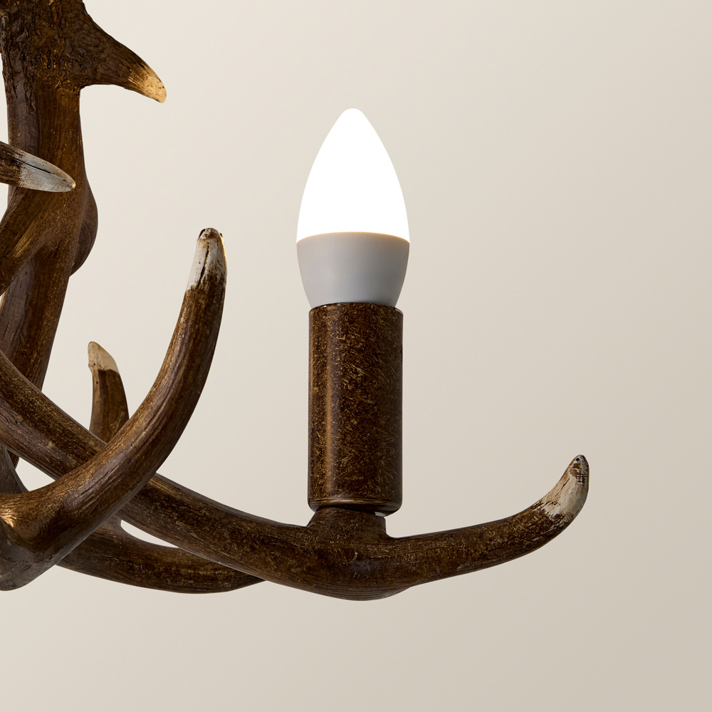 ValueLights Caribou 3 Way Rustic Antler Ceiling Fitting Image 4