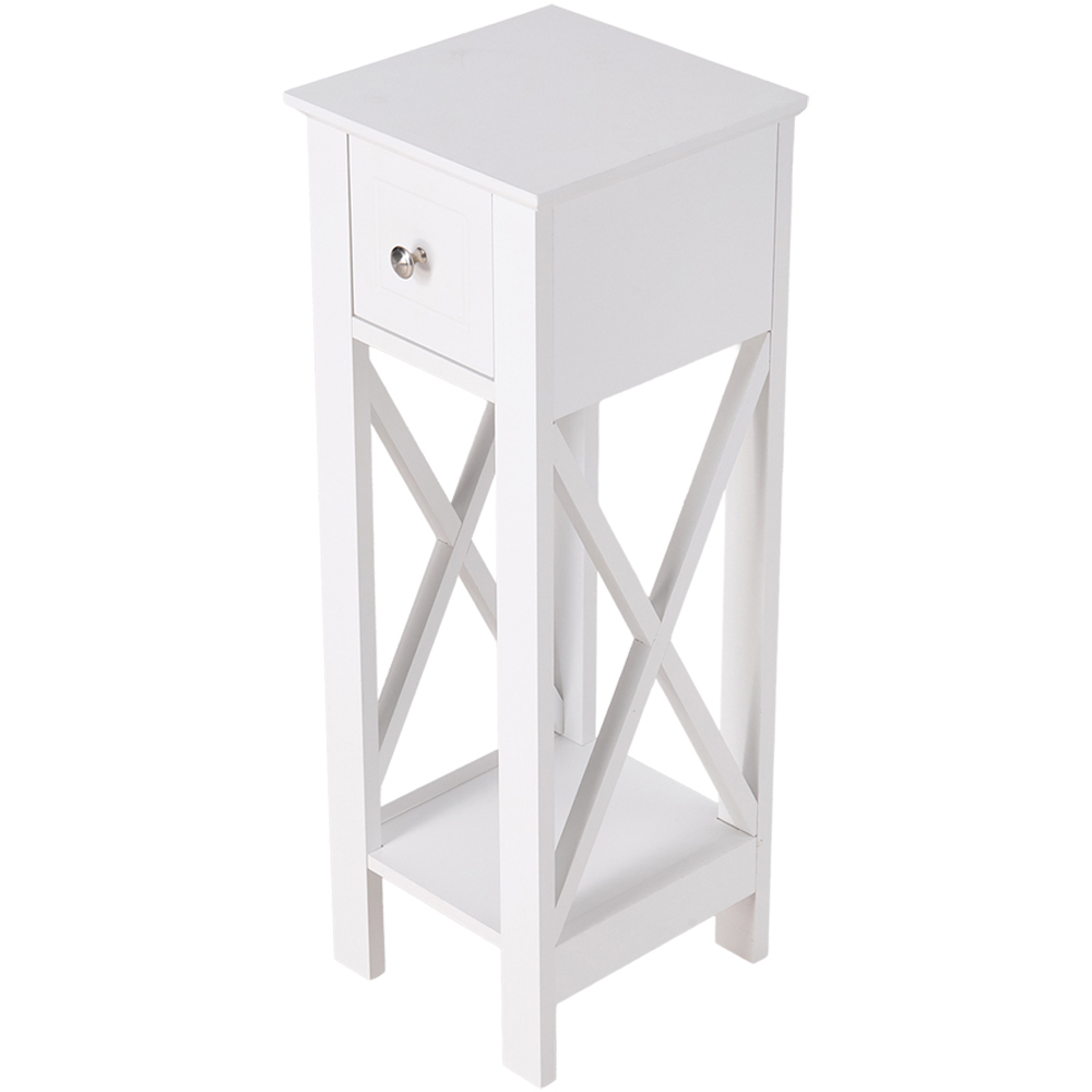 Living and Home Single Drawer Single Shelf White Bedside Table Image 2