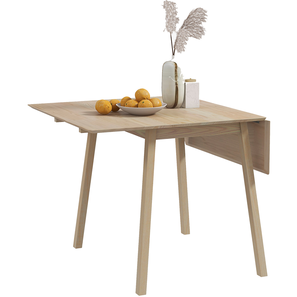HOMCOM 4 Seater Natural Folding Drop Leaf Dining Table Image 2
