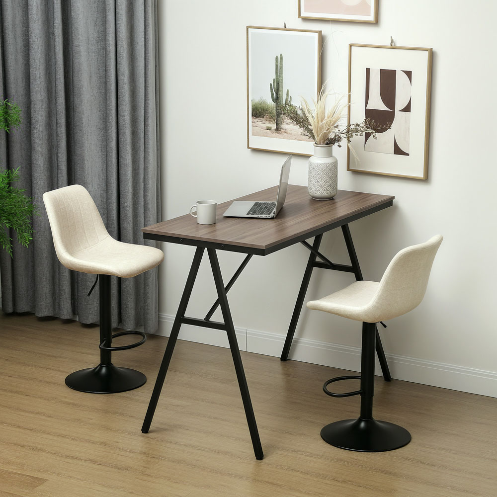 HOMCOM Beige Adjustable Swivel Bar Chair with Backrest Set of 2 Image 3