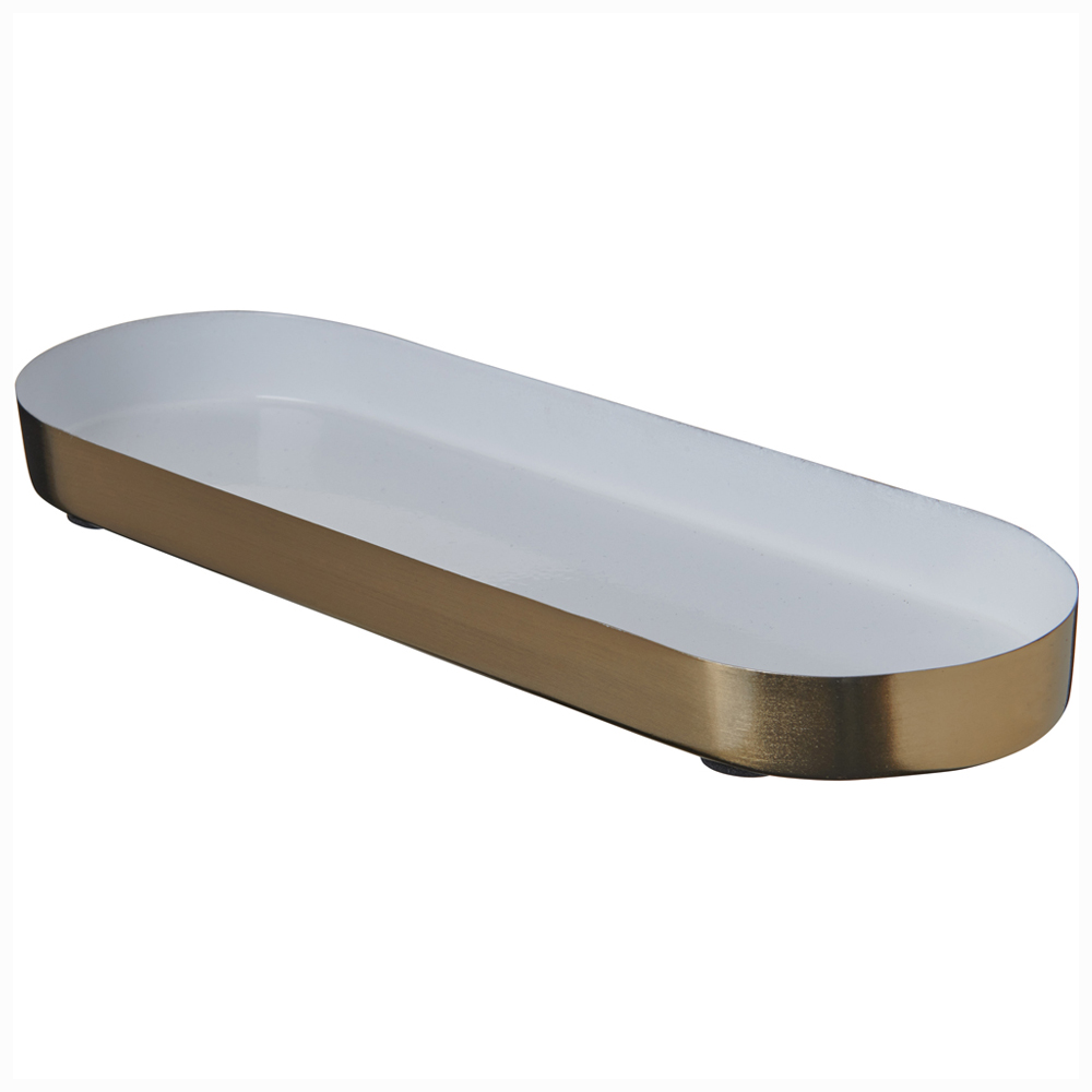Wilko White and Gold Effect Metal Oval Tray Wilko