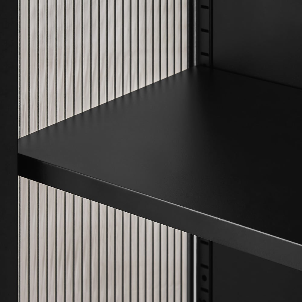 Furniturebox Jaya 2 Door Black Metal Display Cabinet Image 3