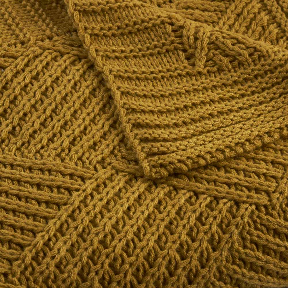 Wilko Ochre Chunky Knit Throw 130 x 170cm Image 2