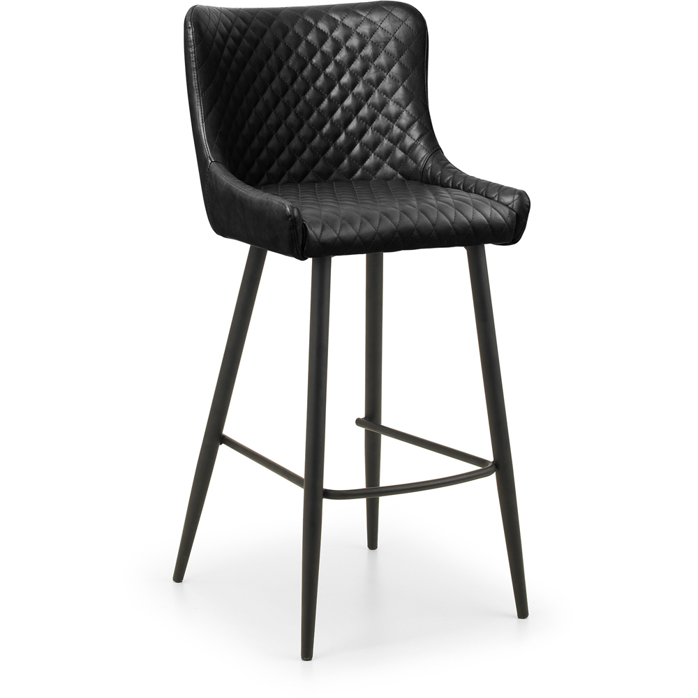 Julian Bowen Luxe Black Faux Leather Bar Stool Image 2