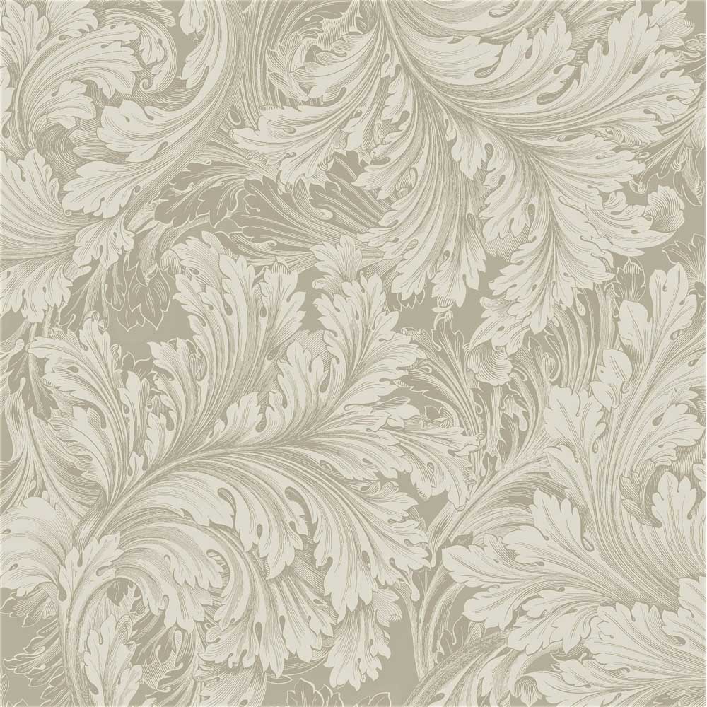 Grandeco Rossetti Acanthus Leaves Scroll Taupe Wallpaper Image 1