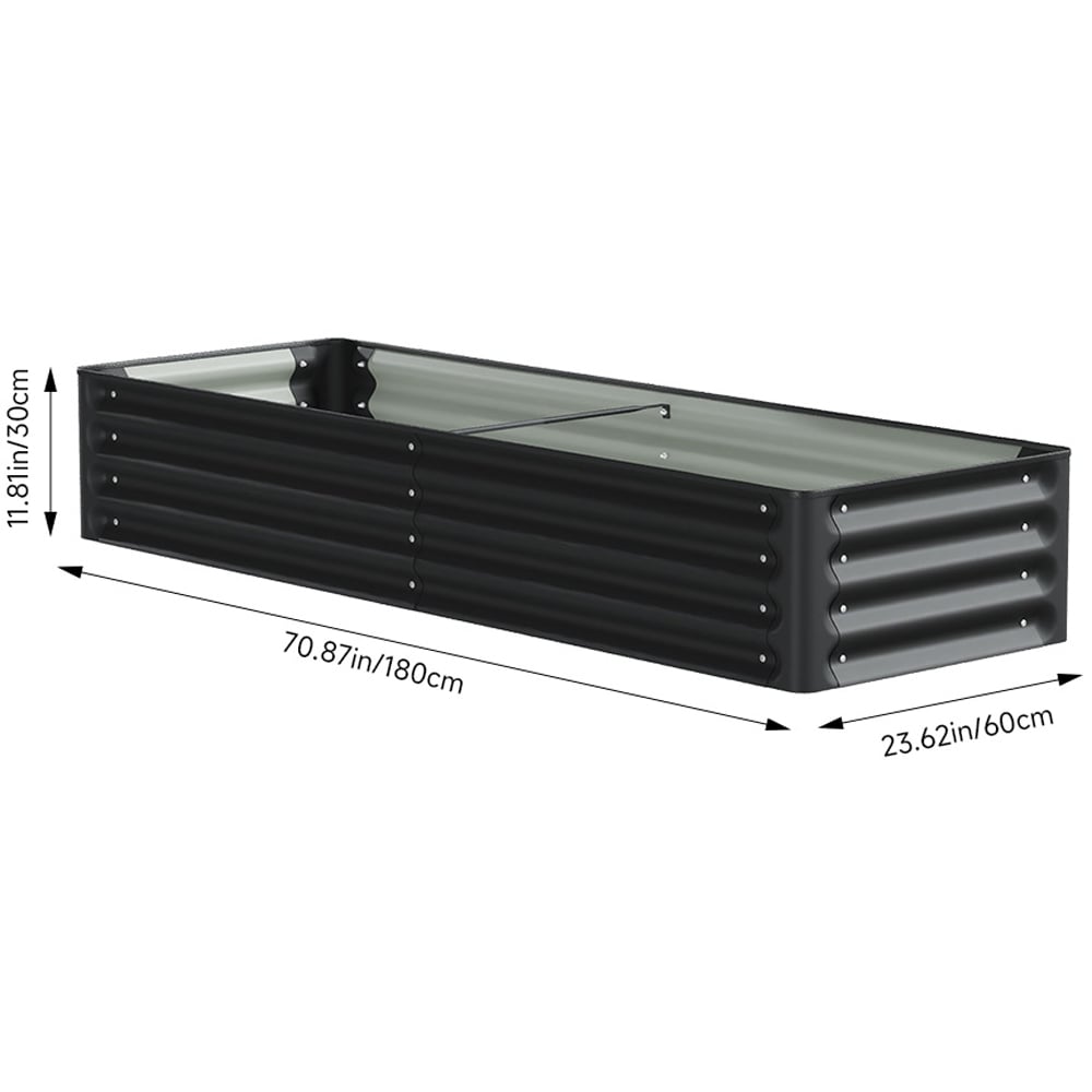 Living and Home Black Rectangular Galvanised Steel Raised Garden Bed 180 x 60cm Image 8