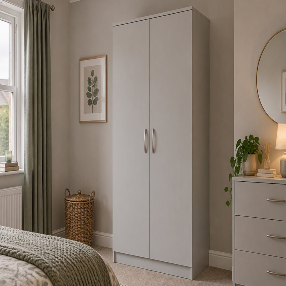 TJ'S Venice 2 Door Grey Wardrobe Image 1