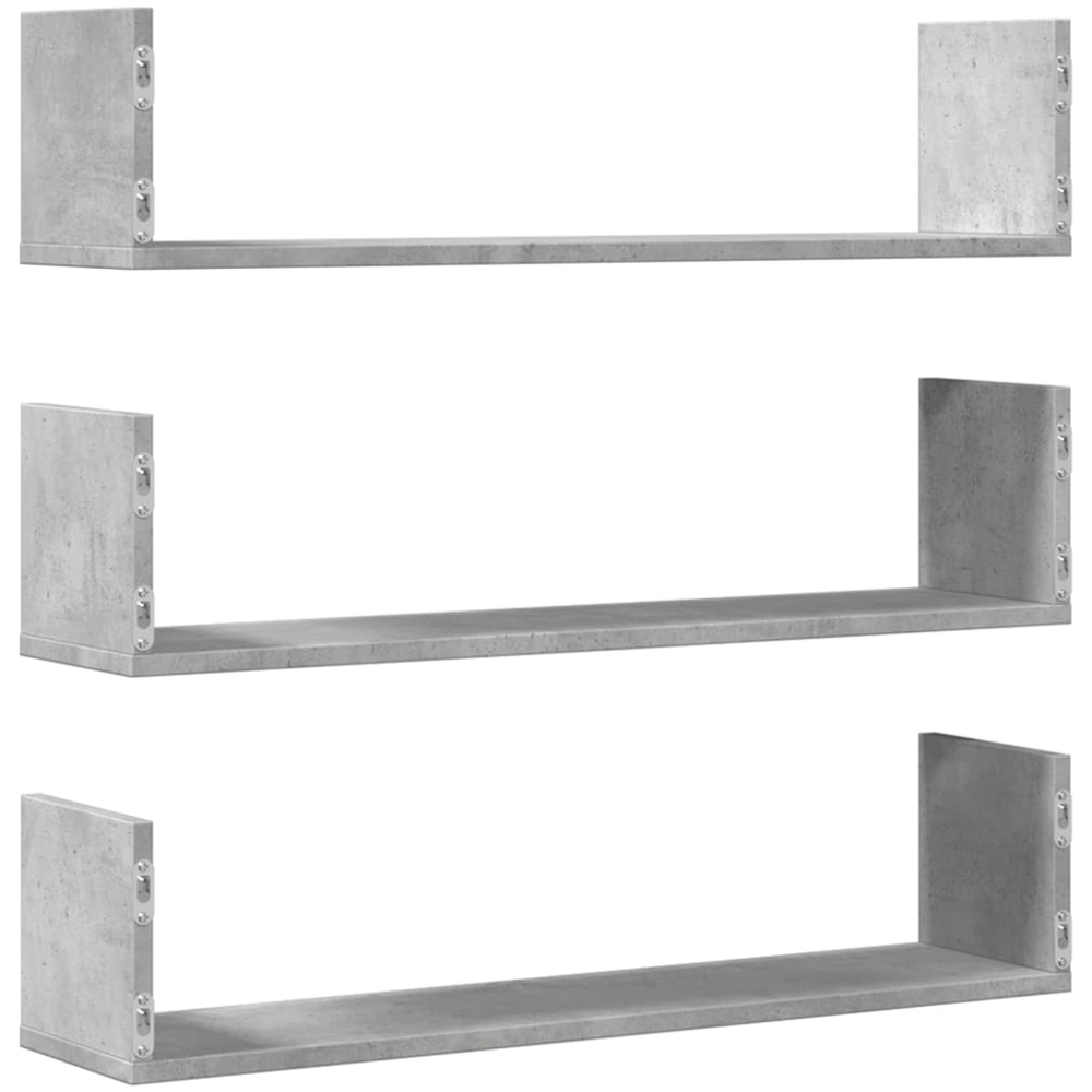vidaXL 80cm Set of 3 Concrete Grey Floating Wall Shelf Image 5