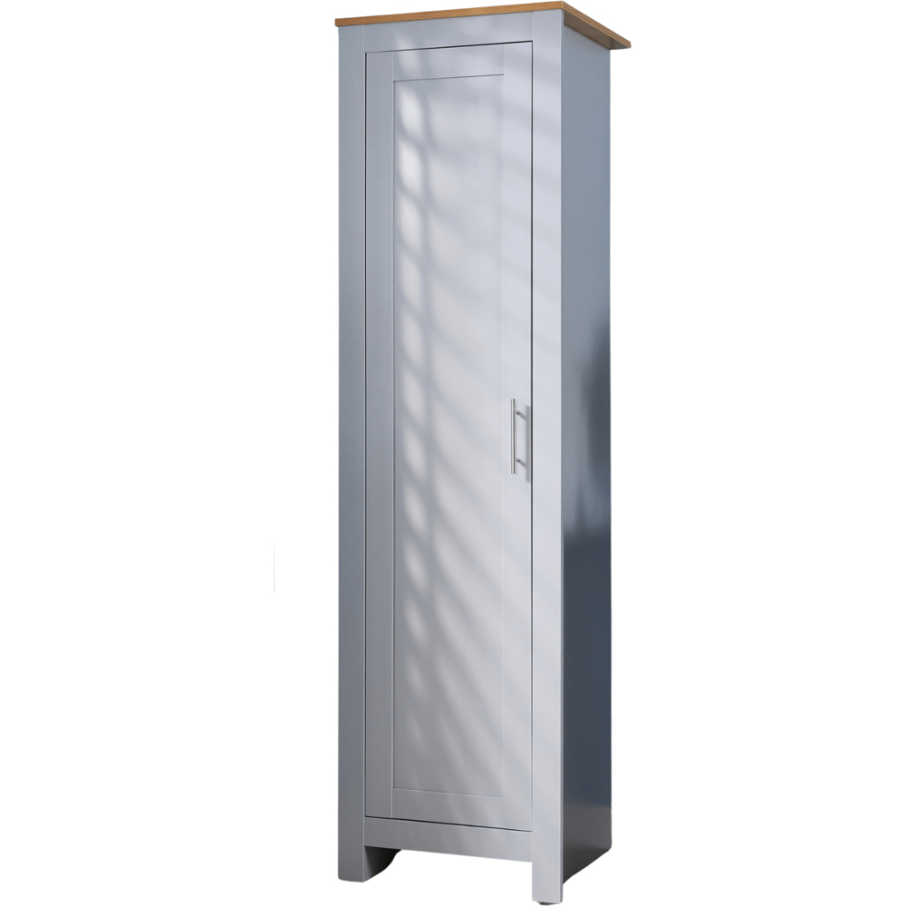 Home Source Camden Single Door Grey Slim Wardrobe Storage Unit Image 2