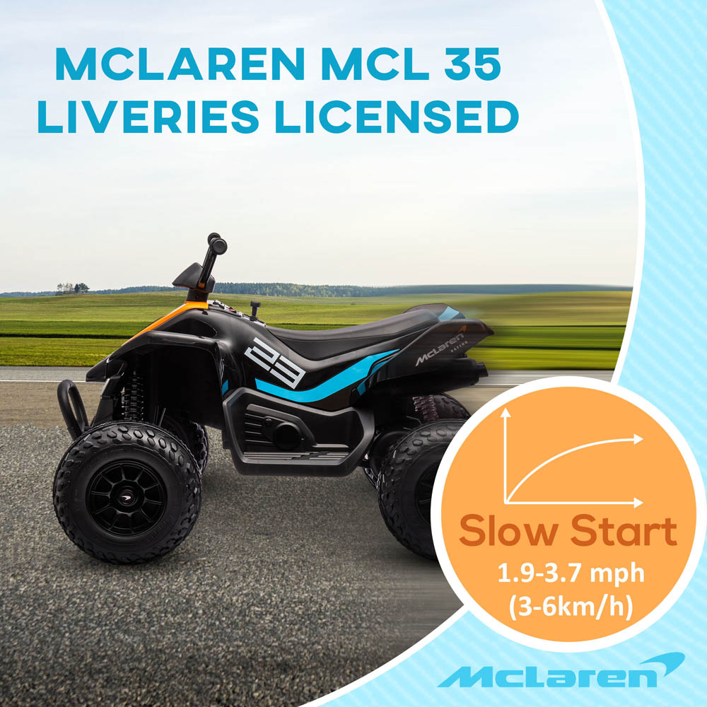 Tommy Toys McLaren MCL35 Liveries Kids Ride On Electric Quad Bike Black 12V Image 2