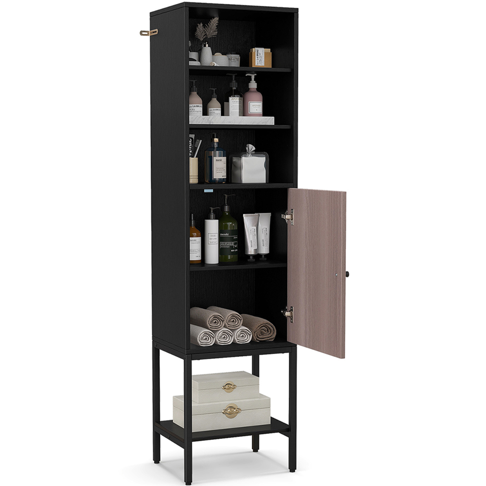 Costway Single Door 4 Shelf Black Tall Storage Cabinet Image 3