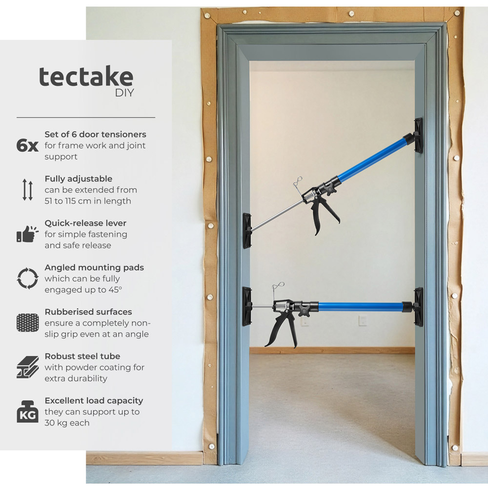 tectake Blue Height Adjustable Door Frame Struts Set 6 Pack Image 3