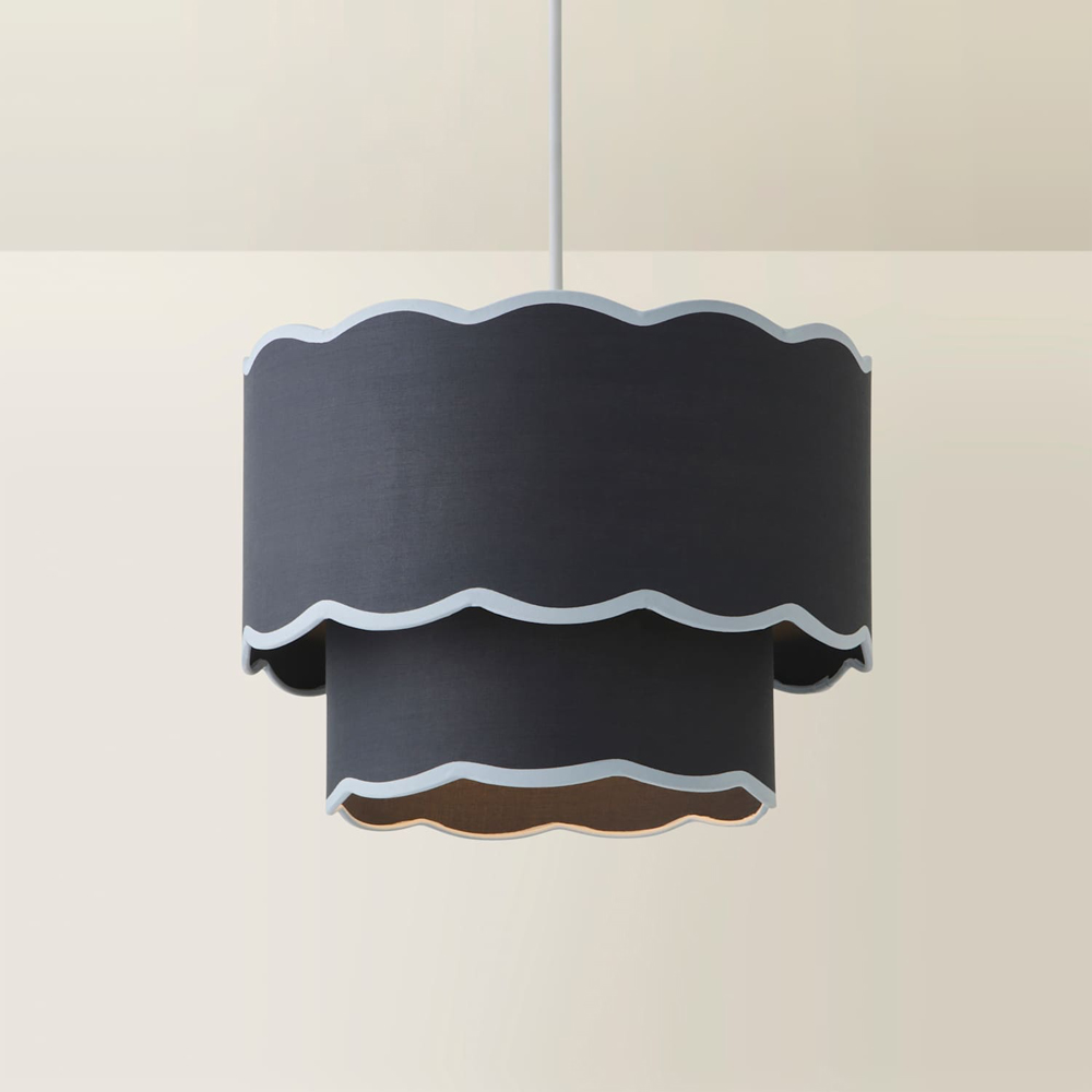 ValueLights Sloane 2 Tier Navy Colour Clash Scalloped Shade Image 5