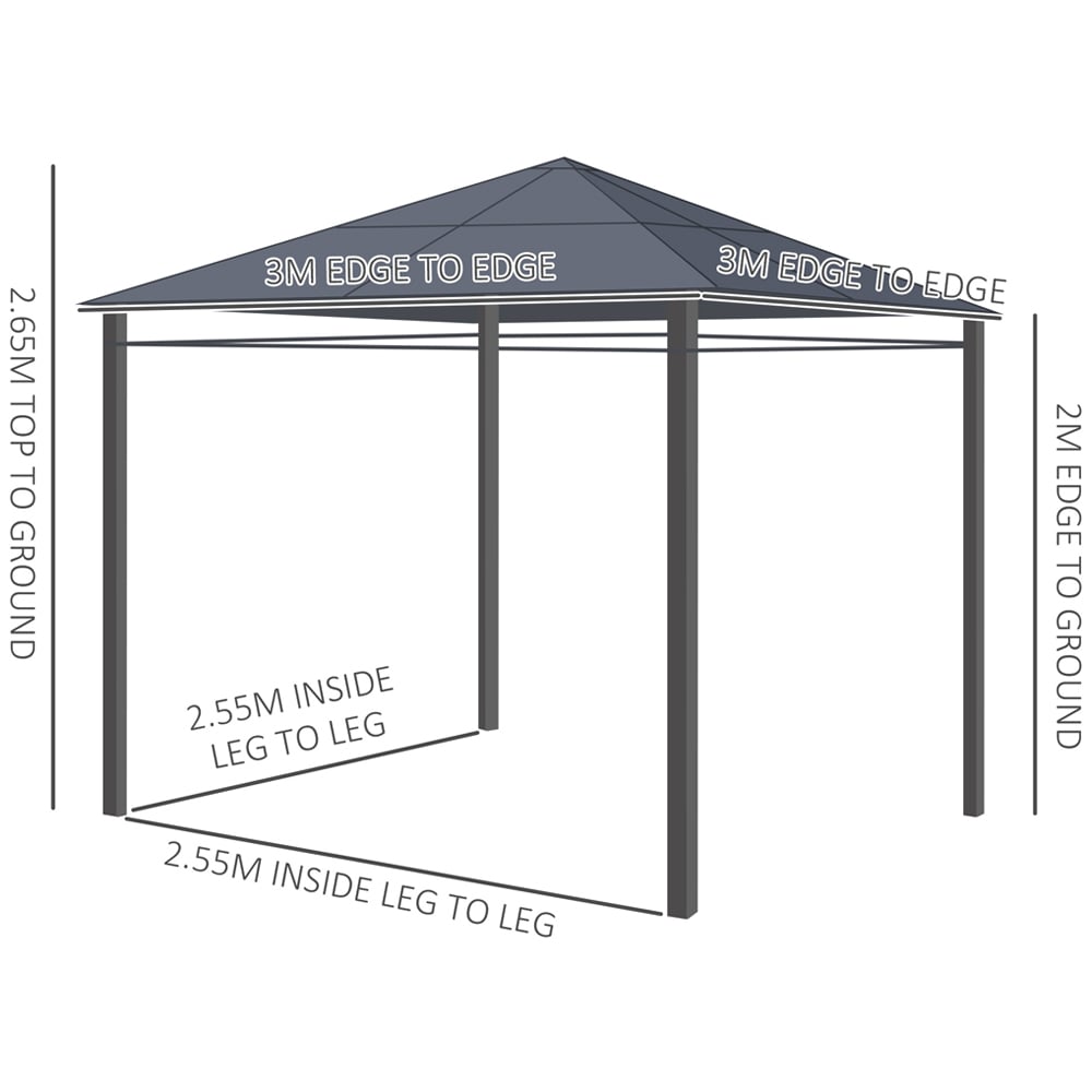 3x3m Hardtop Gazebo Grey Image 6