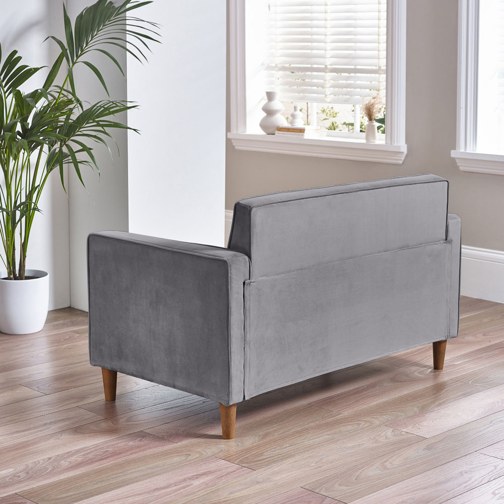 Furniturebox Kody 2 Seater Grey Velvet Sofa Image 3