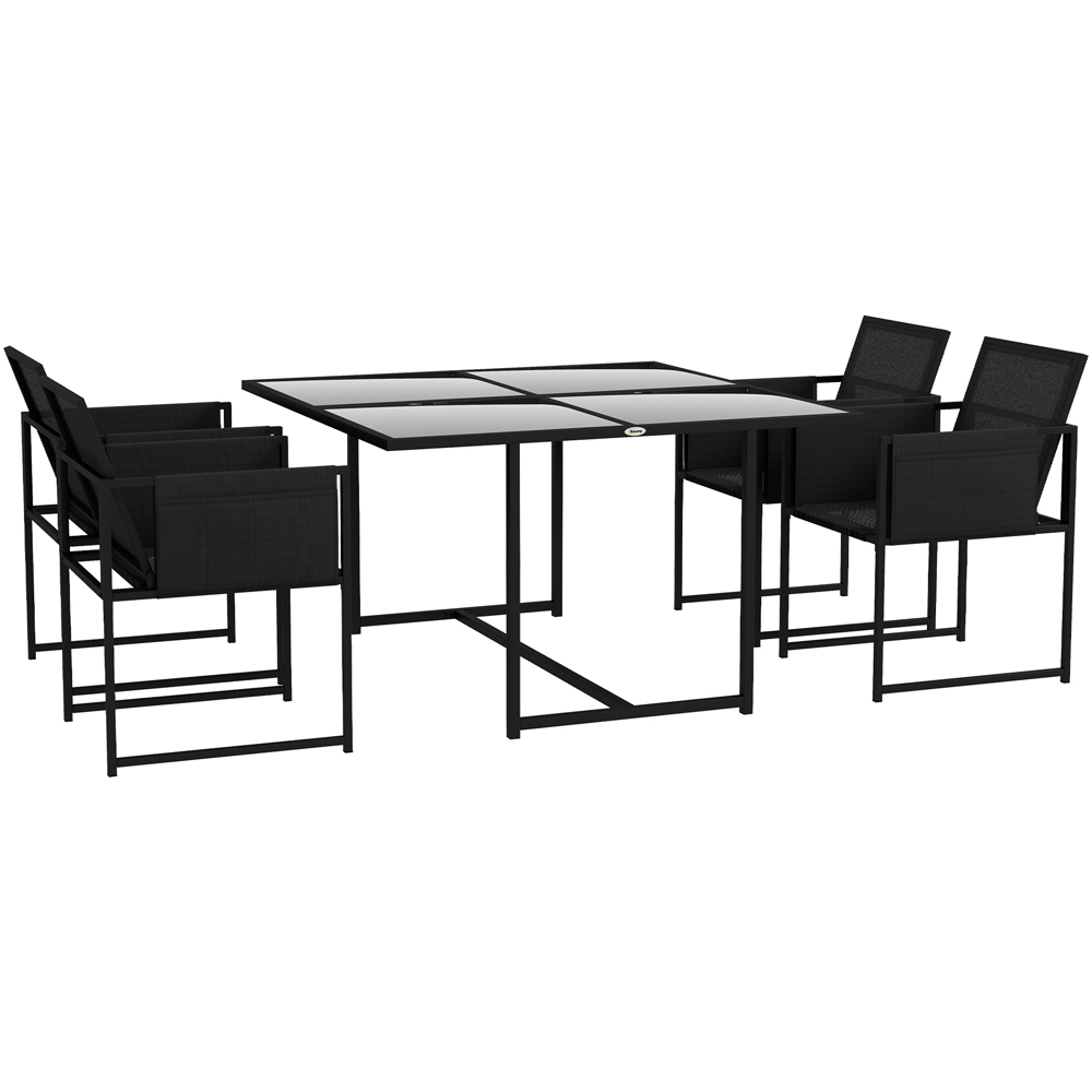 Outsunny 4 Seater Black Garden Dining Set Image 2