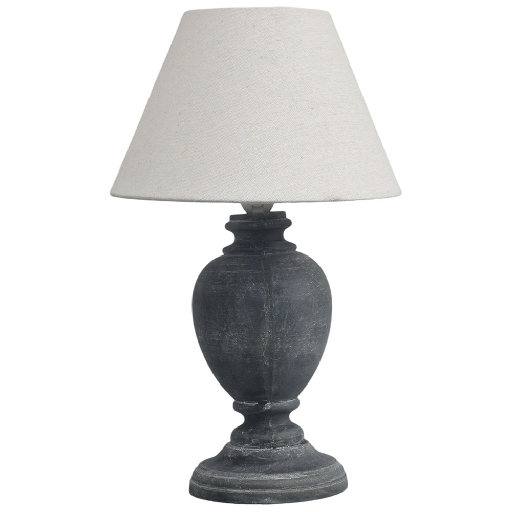 Acacia Home White Linen Shade Grey Table Lamp Image 1