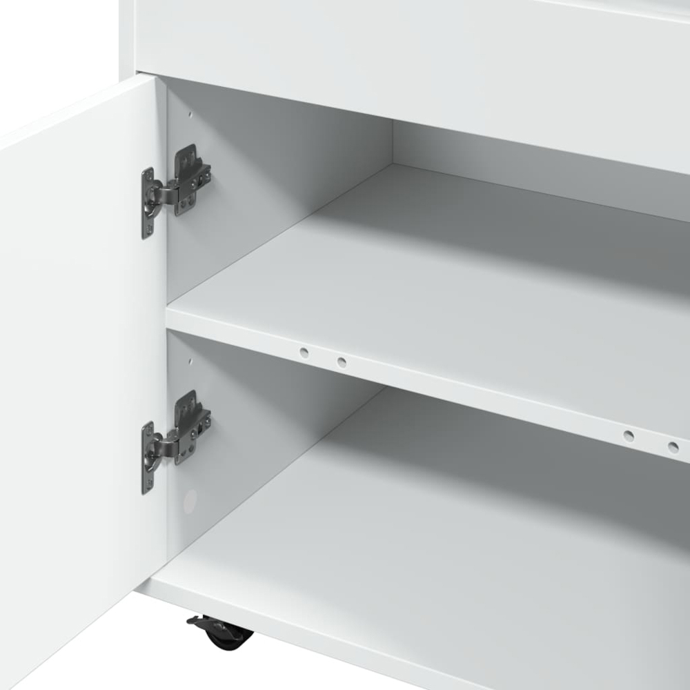 vidaXL 2 Door 2 Shelf White Rolling Bar Cart Image 4