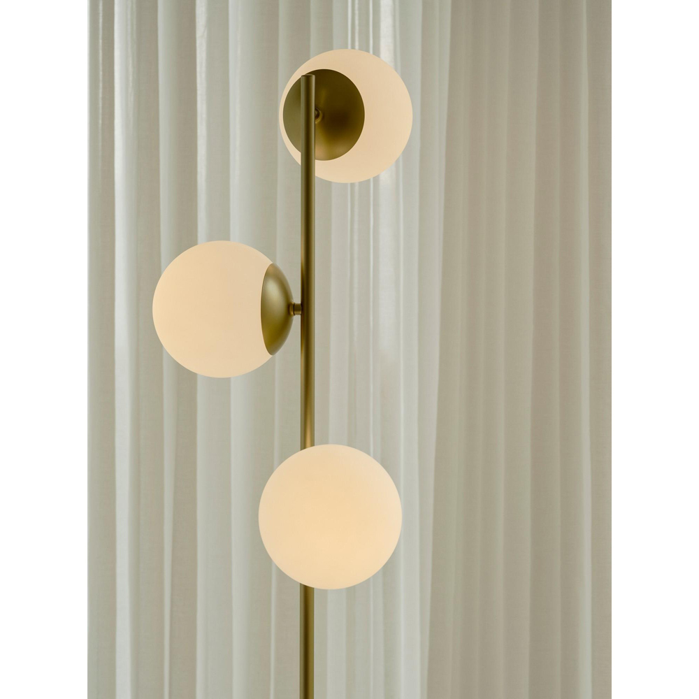 Nordlux Lilly 3 Light Brass Opal Glass Floor Lamp Image 6