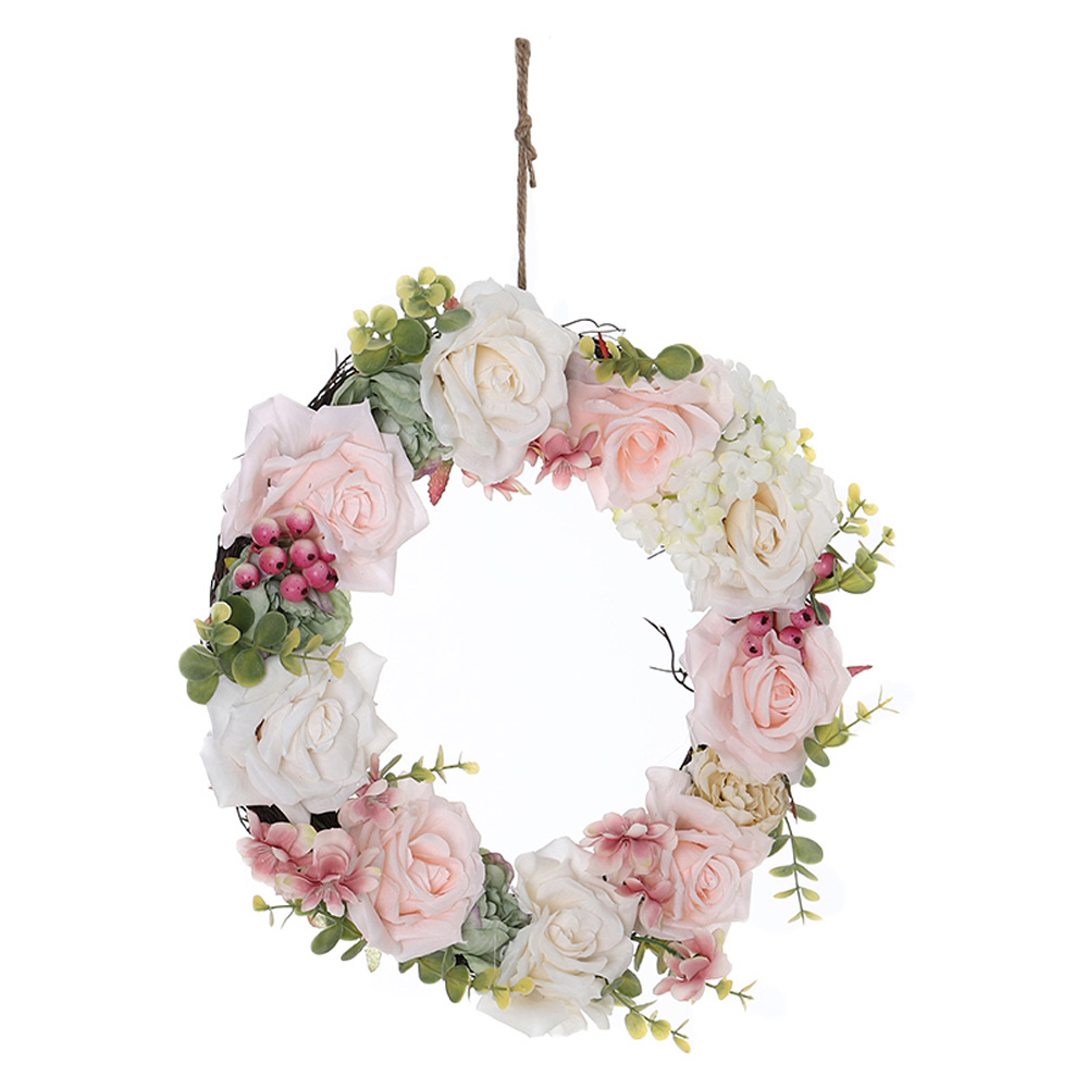 Living and Home Multicolour Vintage Artificial Rose Wreath 30cm Image 3