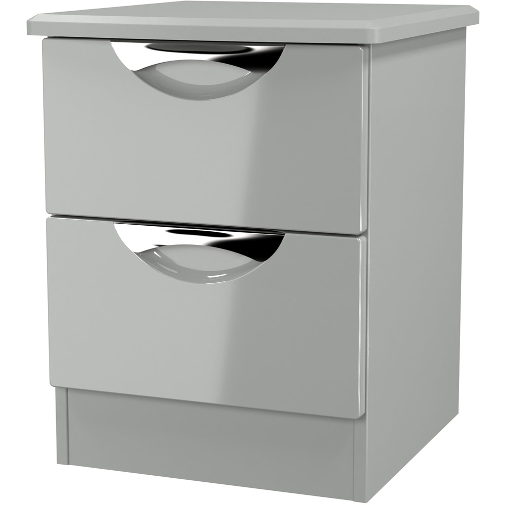 Crowndale Camden 2 Drawer Grey Gloss and Dusk Grey Compact Bedside Cabinet Ready Assembled Image 4