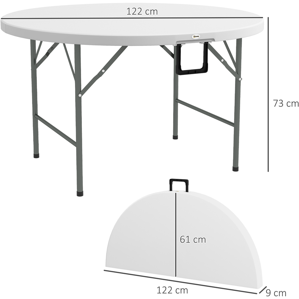 Outsunny 6 Seater White Metal Foldable Picnic Table Image 7