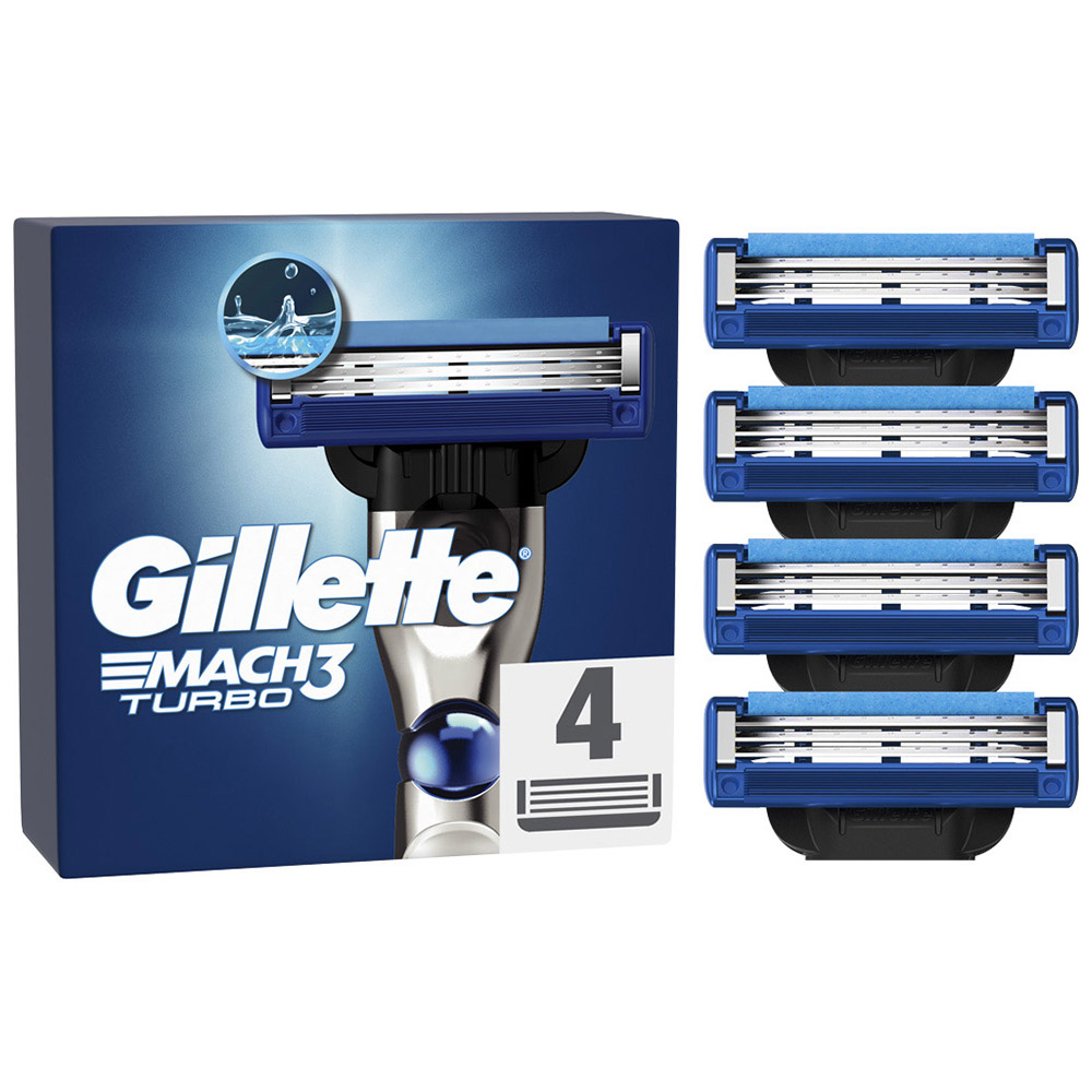 Gillette Mach3 Turbo Mens Razor Blades 4 Pack Image 1