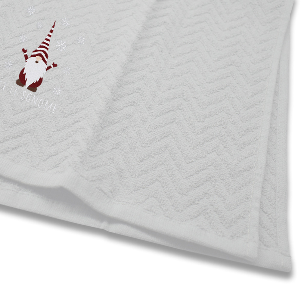Noel Square Xmas Gonks White Tea Towel 3 Pack Image 5