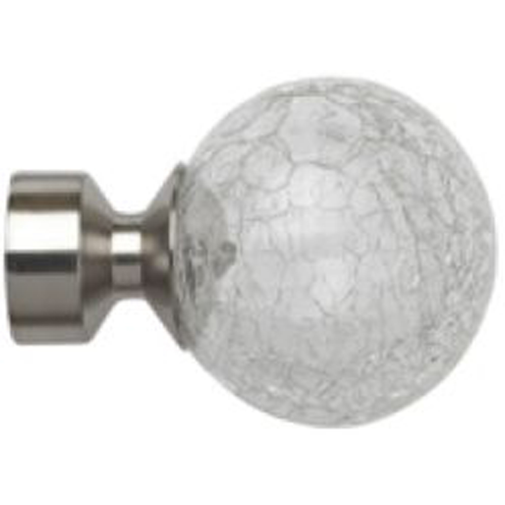 New Edge Blinds 250cm Fixed Length Satin Silver Eyelet Metal Curtain Pole Set with Crash Finial Image 2