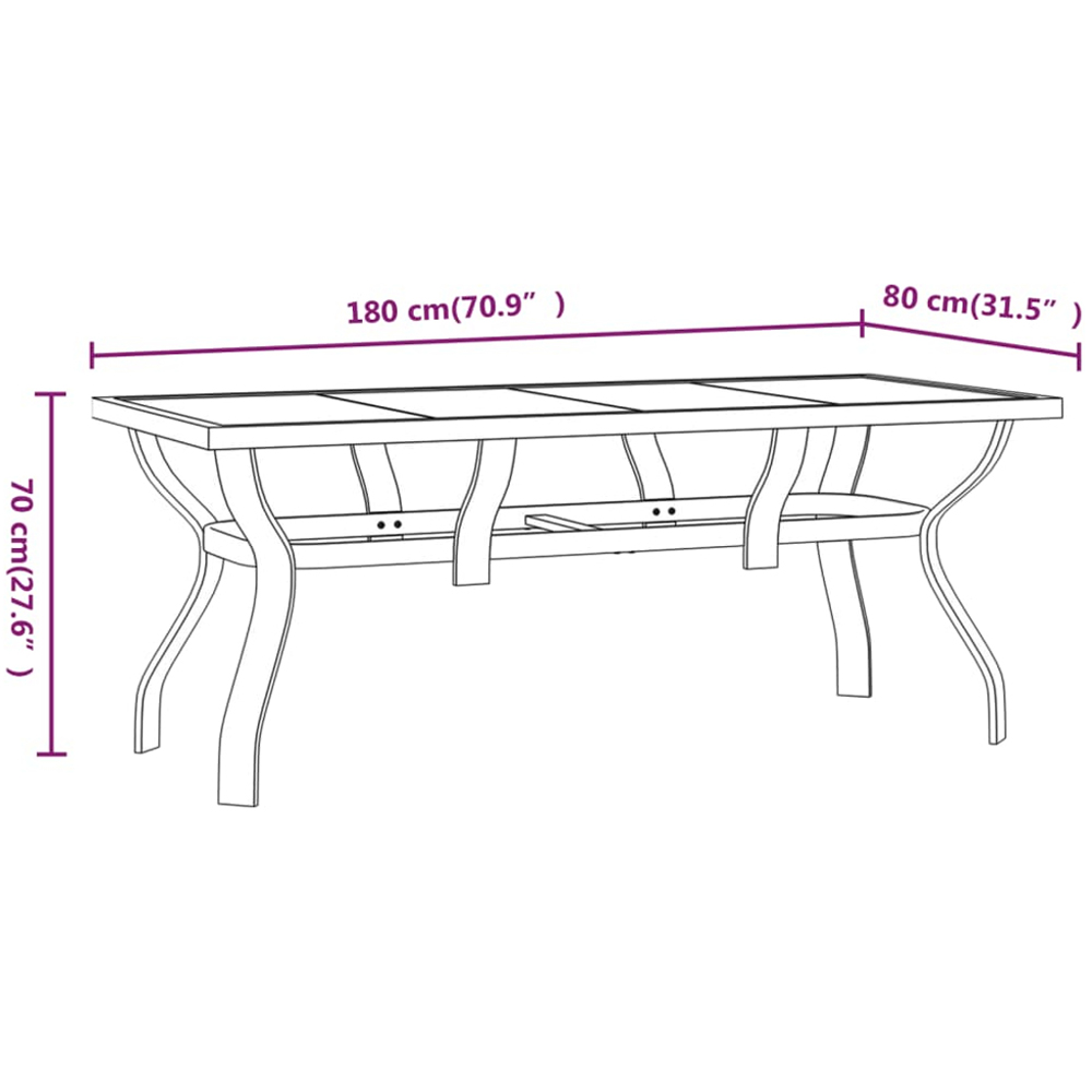 vidaXL 6 Seater Metal Rectangular Garden Dining Table Grey and Black Image 6