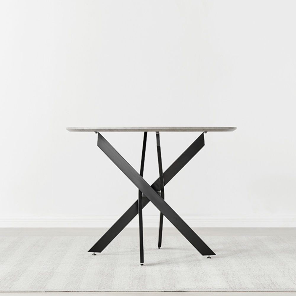 Furniturebox Arona 4 Seater Round Dining Table Concrete and Black Image 6