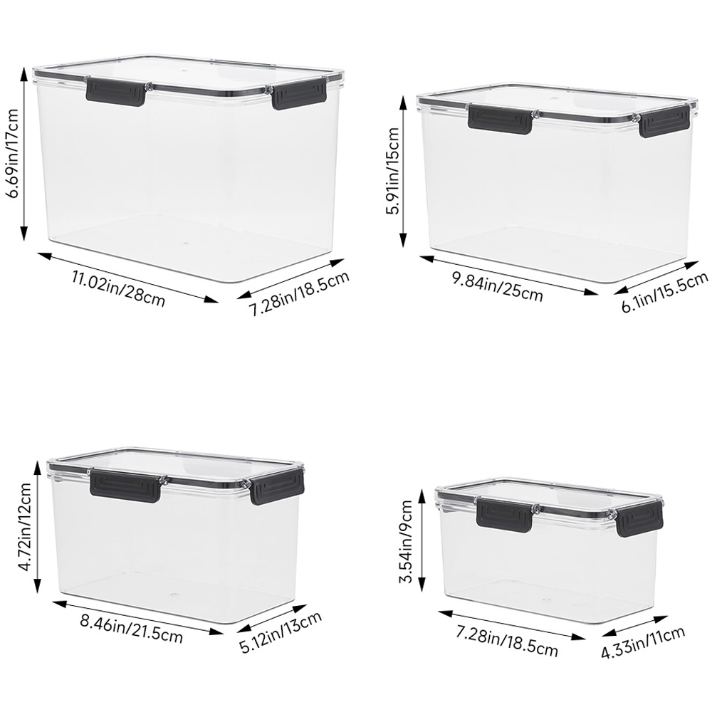 Living and Home Clear Stackable Fridge Organiser Storage Box Set 4 Pack Image 8