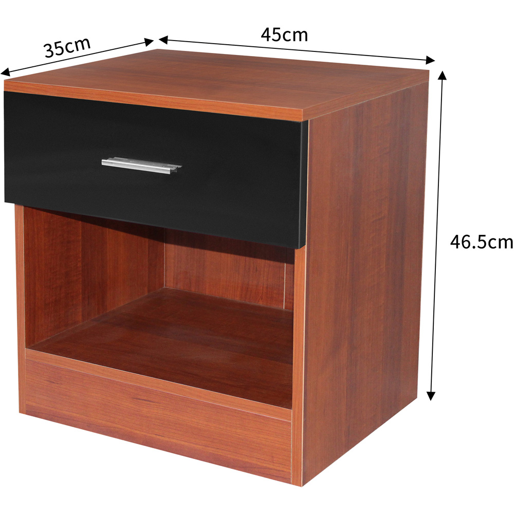 Brooklyn 3 Piece Walnut and Black High Gloss Bedroom Furniture Set Image 9
