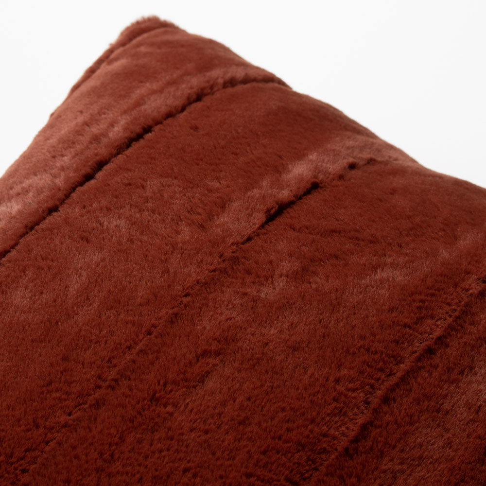 Paoletti Empress Rust Faux Fur Cushion Large Image 3