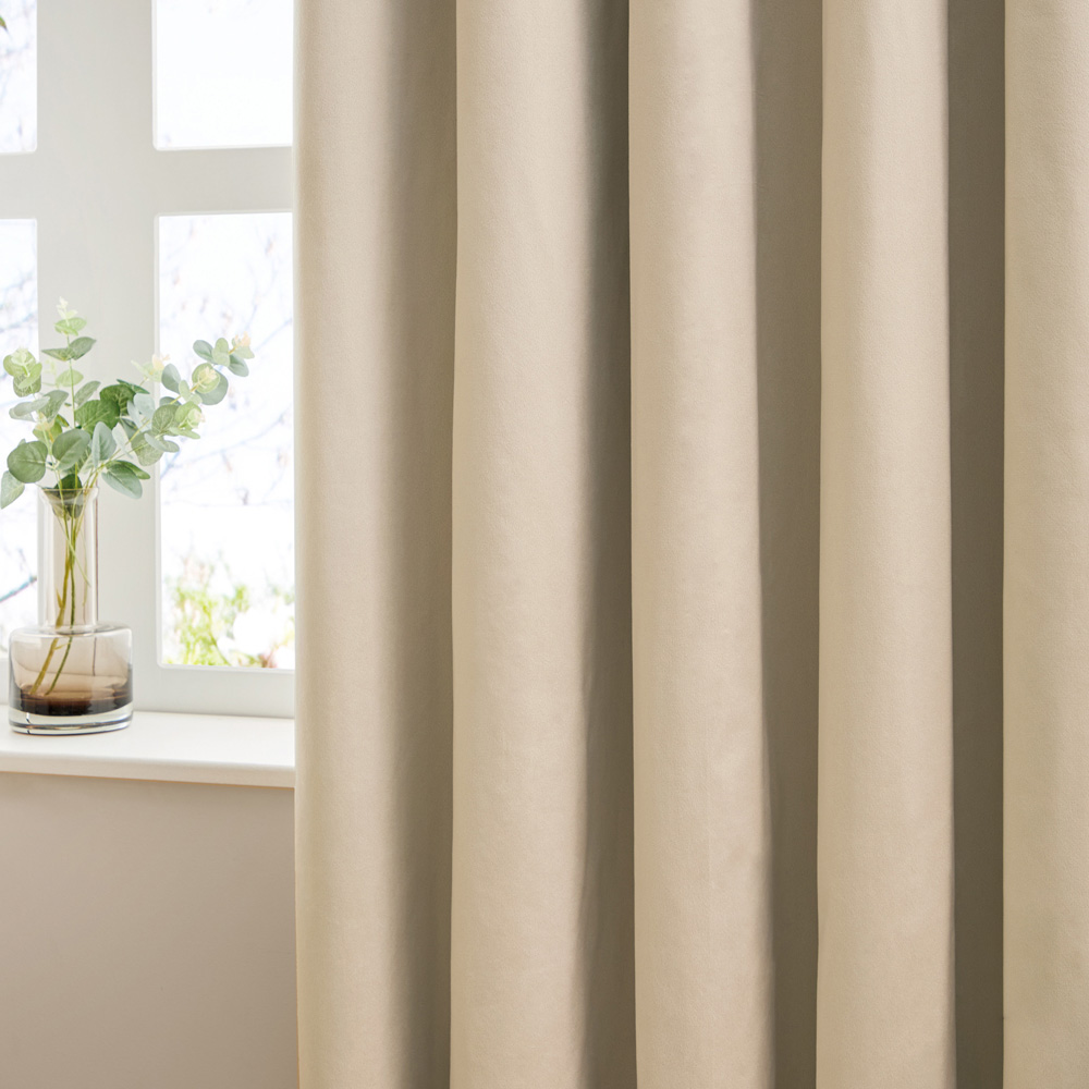 Furn The Ultimate Natural Velvet Fully Lined Eyelet Curtains 229 x 137cm Image 2