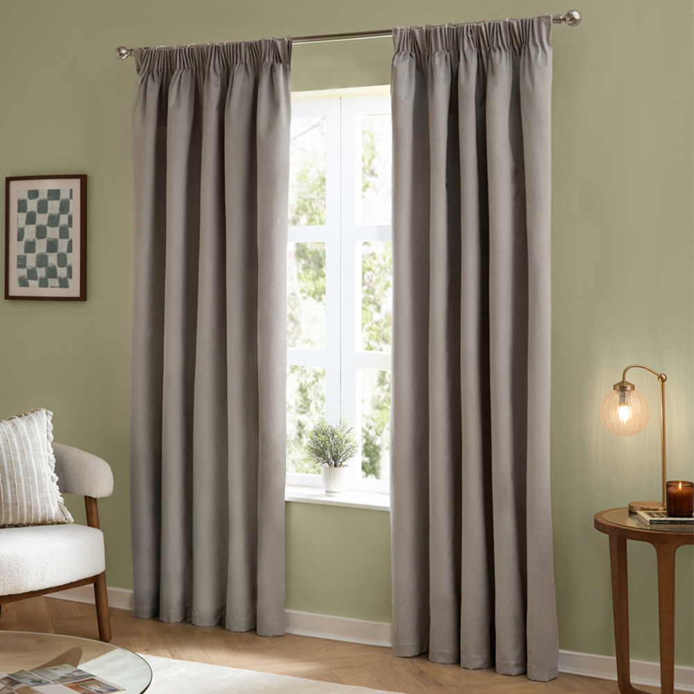 Furn The Ultimate Silver Velvet Blackout Pencil Pleat Curtains 229 x 137cm Image 1